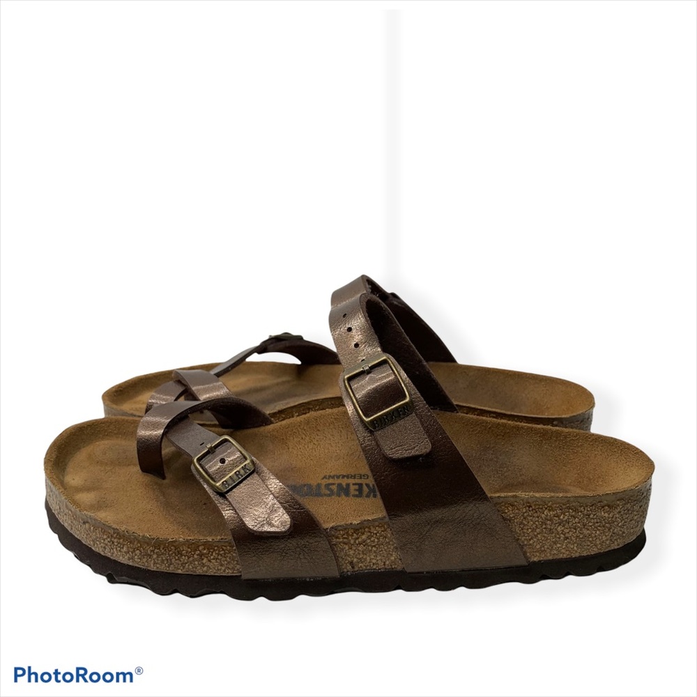 Brown Women’s Cork Footbed Sandals with Adjustable Buckles